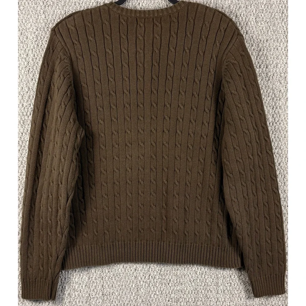Eddie Bauer Y2K Cardigan Womens XL Tall Brown Cable Knit Sweater Grandma Preppy